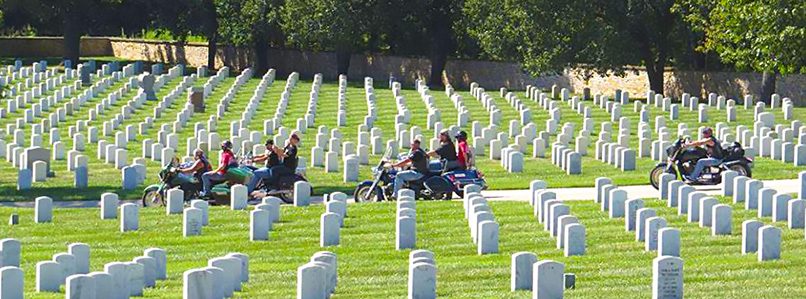 Riders at Fort Scott Cemetery for 5th Annual WAA Wreath Ride