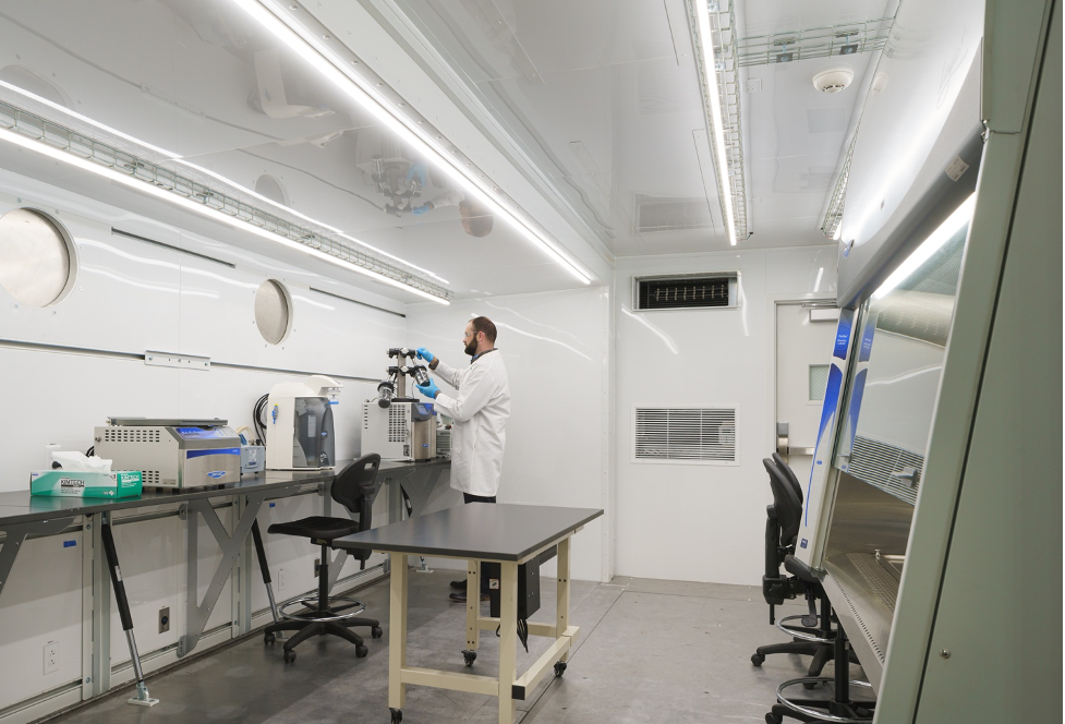 Lab space being used for sample preparation, lyophilization